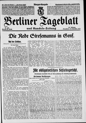 Berliner Tageblatt und Handels-Zeitung vom 10.09.1927