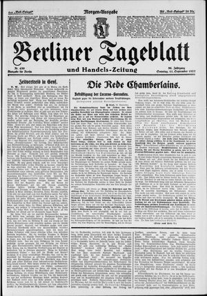 Berliner Tageblatt und Handels-Zeitung vom 11.09.1927