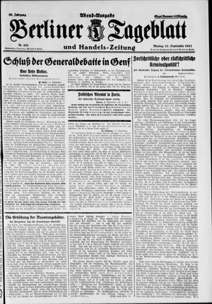 Berliner Tageblatt und Handels-Zeitung vom 12.09.1927