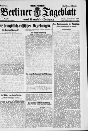 Berliner Tageblatt und Handels-Zeitung vom 13.09.1927