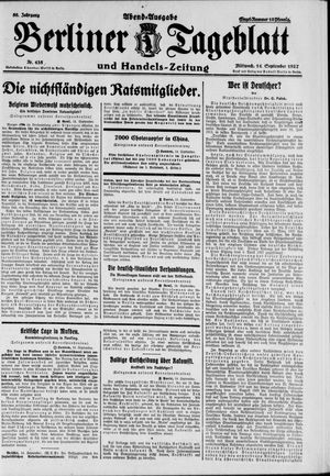 Berliner Tageblatt und Handels-Zeitung vom 14.09.1927