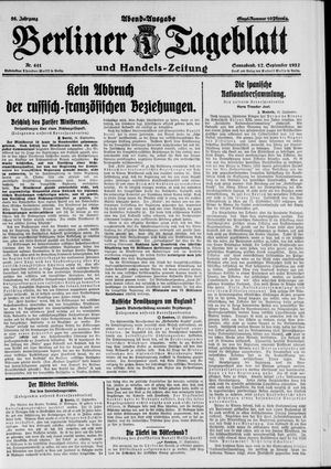 Berliner Tageblatt und Handels-Zeitung vom 17.09.1927