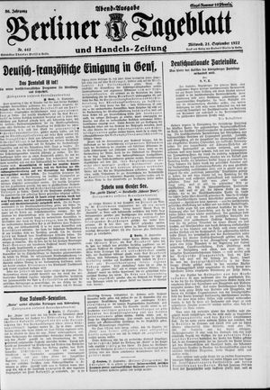 Berliner Tageblatt und Handels-Zeitung vom 21.09.1927