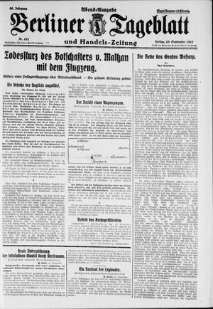 Berliner Tageblatt und Handels-Zeitung vom 23.09.1927