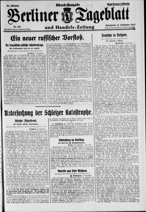 Berliner Tageblatt und Handels-Zeitung vom 24.09.1927
