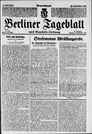 Berliner Tageblatt und Handels-Zeitung vom 25.09.1927