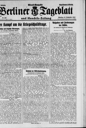 Berliner Tageblatt und Handels-Zeitung vom 27.09.1927
