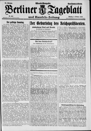 Berliner Tageblatt und Handels-Zeitung vom 03.10.1927