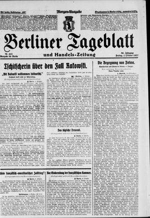 Berliner Tageblatt und Handels-Zeitung vom 07.10.1927