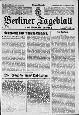 Berliner Tageblatt und Handels-Zeitung vom 08.10.1927