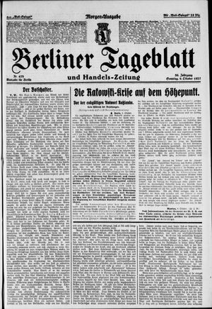 Berliner Tageblatt und Handels-Zeitung vom 09.10.1927