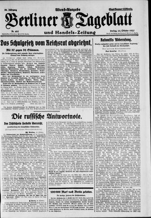 Berliner Tageblatt und Handels-Zeitung vom 14.10.1927