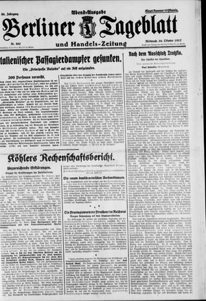 Berliner Tageblatt und Handels-Zeitung vom 26.10.1927