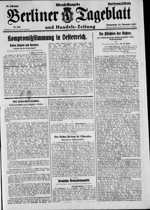 Berliner Tageblatt und Handels-Zeitung vom 10.11.1927