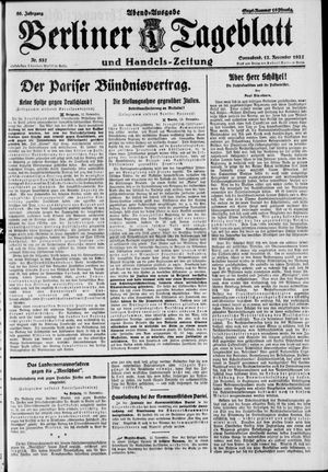 Berliner Tageblatt und Handels-Zeitung vom 12.11.1927