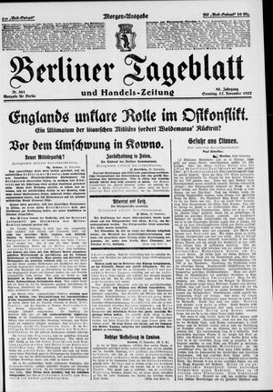 Berliner Tageblatt und Handels-Zeitung vom 27.11.1927