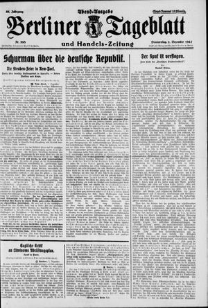 Berliner Tageblatt und Handels-Zeitung vom 01.12.1927