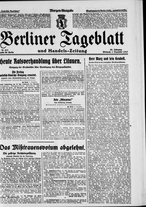Berliner Tageblatt und Handels-Zeitung vom 07.12.1927