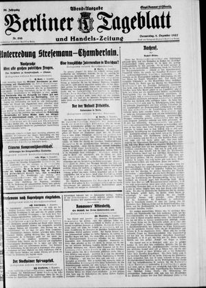 Berliner Tageblatt und Handels-Zeitung vom 08.12.1927