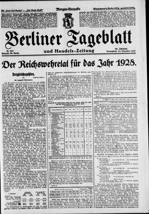 Berliner Tageblatt und Handels-Zeitung vom 24.12.1927