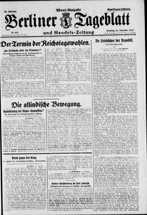 Berliner Tageblatt und Handels-Zeitung vom 27.12.1927