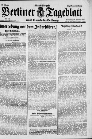 Berliner Tageblatt und Handels-Zeitung vom 29.12.1927