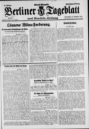 Berliner Tageblatt und Handels-Zeitung vom 31.12.1927