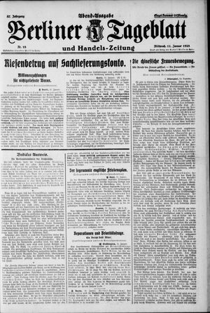 Berliner Tageblatt und Handels-Zeitung vom 11.01.1928