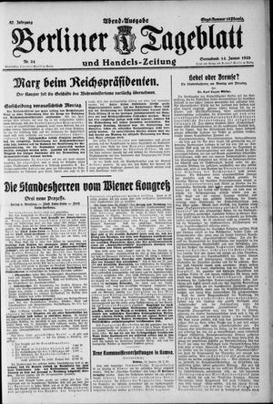 Berliner Tageblatt und Handels-Zeitung vom 14.01.1928