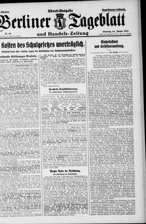 Berliner Tageblatt und Handels-Zeitung vom 24.01.1928