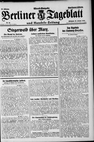 Berliner Tageblatt und Handels-Zeitung vom 25.01.1928