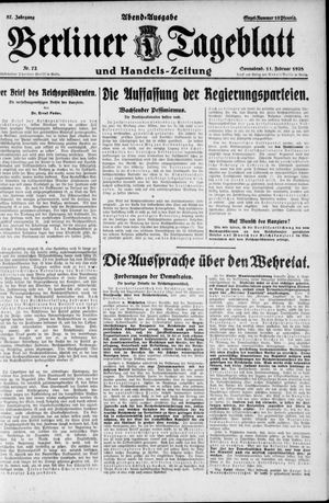 Berliner Tageblatt und Handels-Zeitung vom 11.02.1928