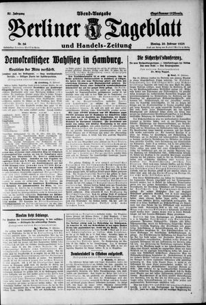 Berliner Tageblatt und Handels-Zeitung vom 20.02.1928