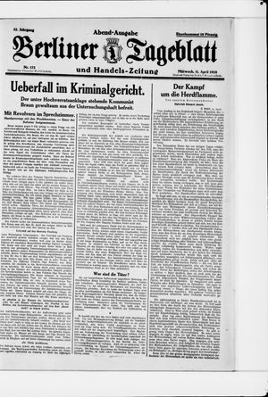 Berliner Tageblatt und Handels-Zeitung on Apr 11, 1928