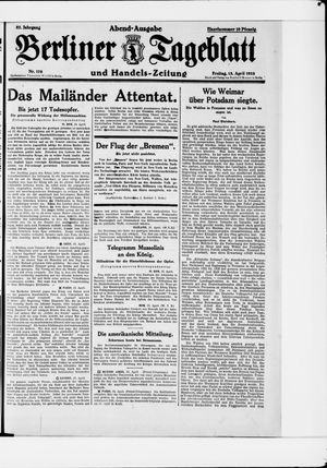 Berliner Tageblatt und Handels-Zeitung vom 13.04.1928