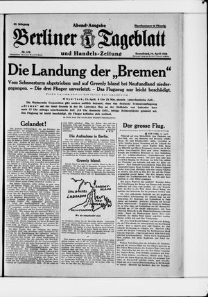 Berliner Tageblatt und Handels-Zeitung vom 14.04.1928