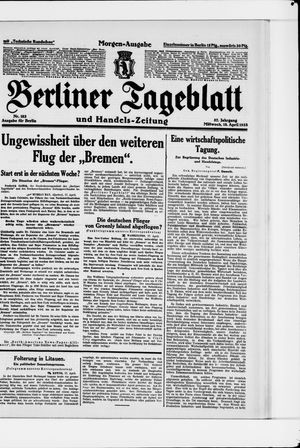 Berliner Tageblatt und Handels-Zeitung vom 18.04.1928