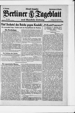 Berliner Tageblatt und Handels-Zeitung vom 20.04.1928