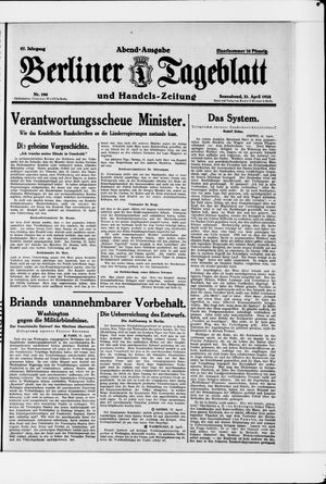 Berliner Tageblatt und Handels-Zeitung vom 21.04.1928