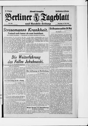 Berliner Tageblatt und Handels-Zeitung vom 15.05.1928