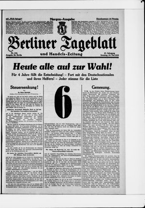 Berliner Tageblatt und Handels-Zeitung on May 20, 1928
