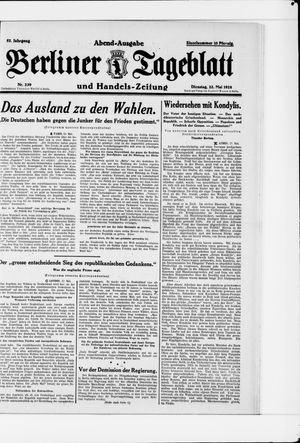 Berliner Tageblatt und Handels-Zeitung vom 22.05.1928