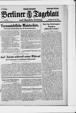 Berliner Tageblatt und Handels-Zeitung vom 26.06.1928