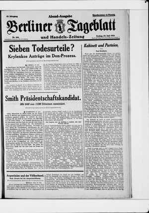 Berliner Tageblatt und Handels-Zeitung on Jun 29, 1928