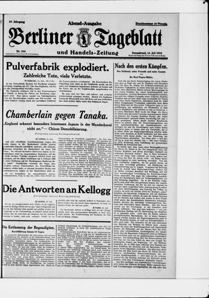 Berliner Tageblatt und Handels-Zeitung vom 14.07.1928