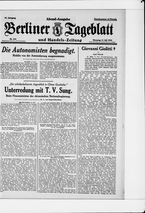 Berliner Tageblatt und Handels-Zeitung vom 17.07.1928