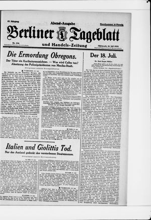 Berliner Tageblatt und Handels-Zeitung vom 18.07.1928