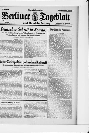 Berliner Tageblatt und Handels-Zeitung vom 21.07.1928