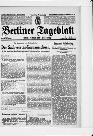 Berliner Tageblatt und Handels-Zeitung on Aug 1, 1928