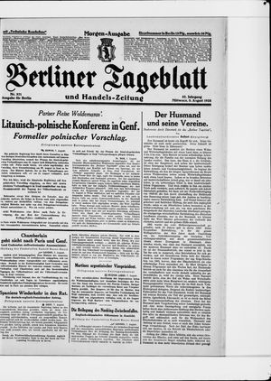 Berliner Tageblatt und Handels-Zeitung vom 08.08.1928